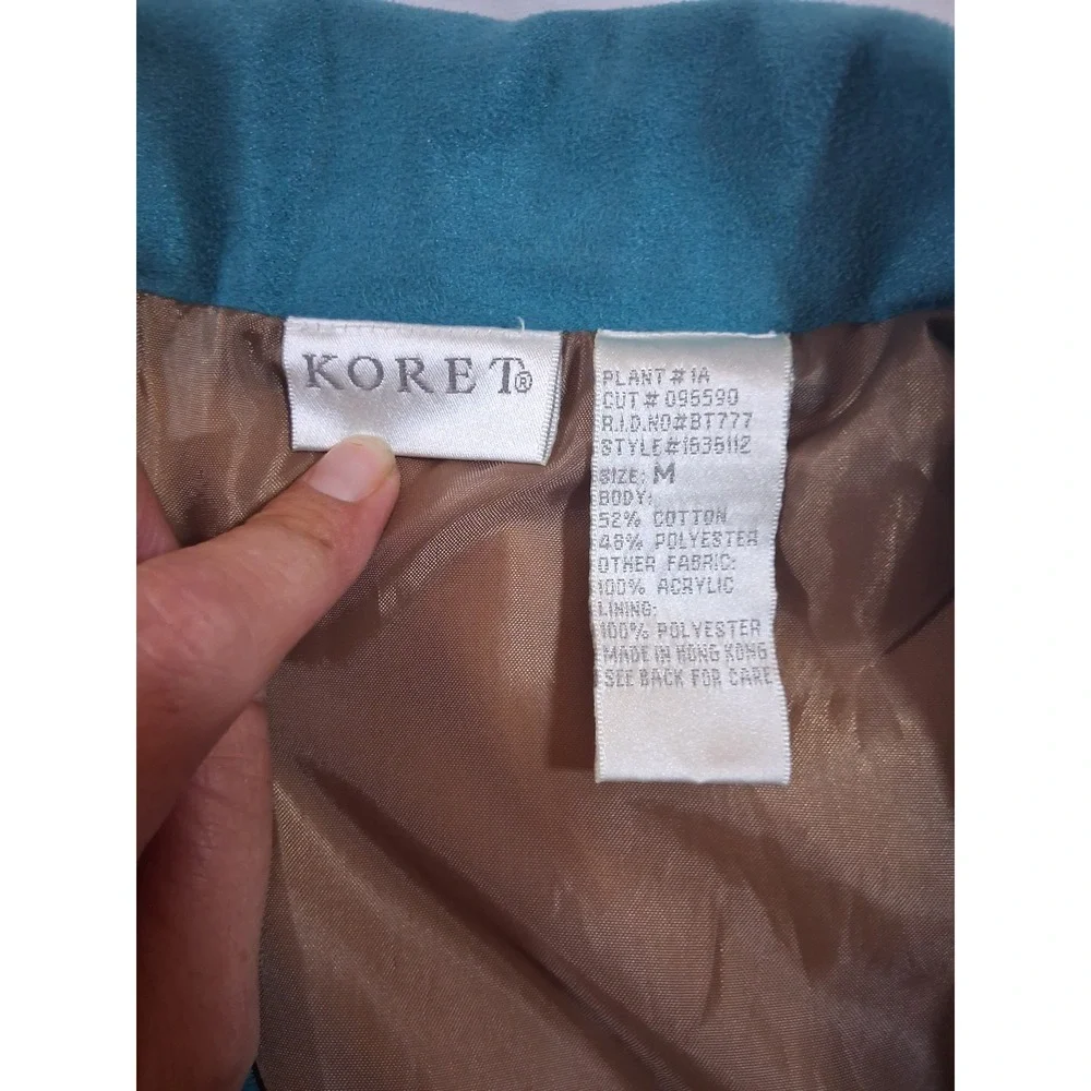 Vintage Koret Patchwork Jacket and Pants Set Womens Medium Teal Multi Embroidery